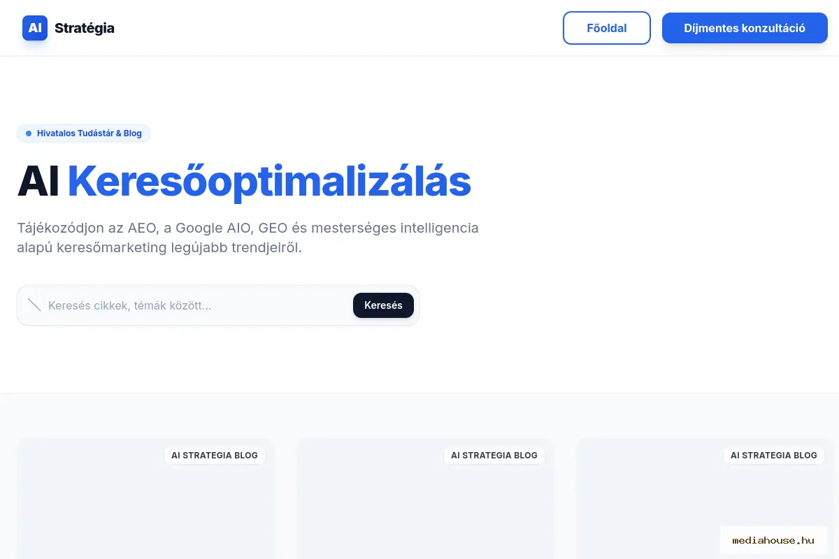 blog.aistrategia.hu weboldal előnézet - MediaHouse portfólió