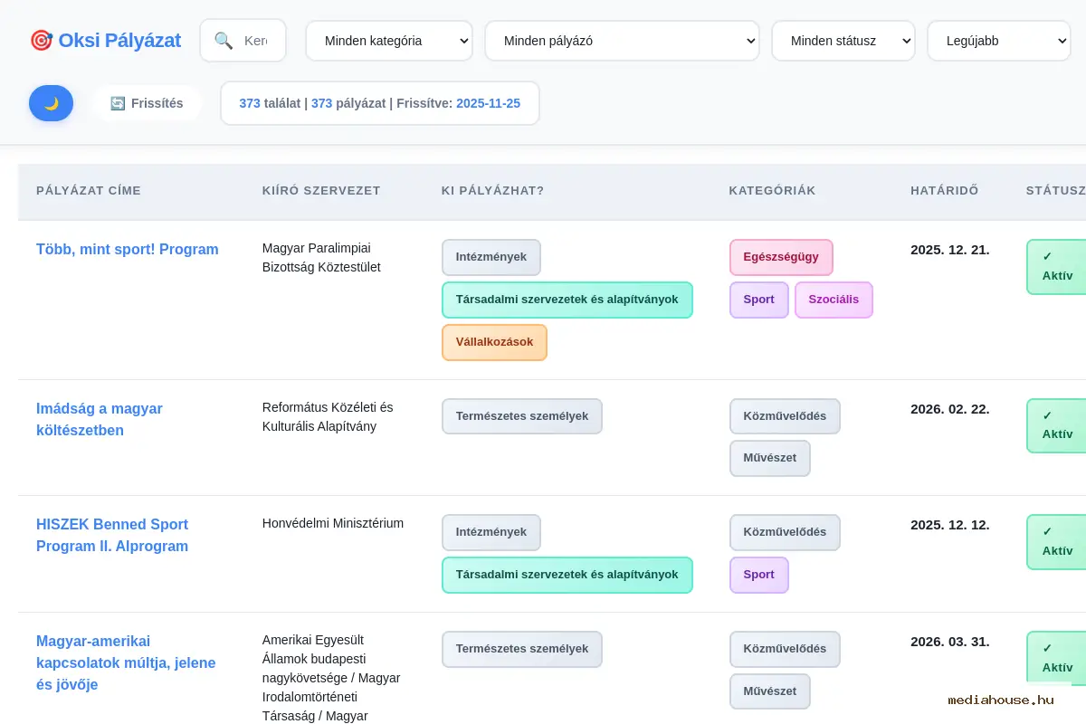 oksi.hu weboldal előnézet - MediaHouse portfólió
